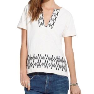 Madewell Boxstitch Slub embroidered tunic top